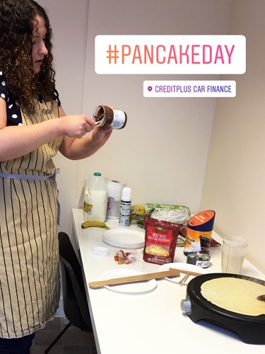 Mel making pancakes